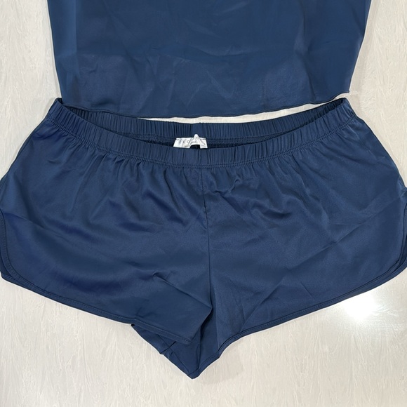 Ekouaer Silk Pajamas Satin Cami Pjs Set V Neck Camisole Shorts Set S Navy NEW - Picture 4 of 7